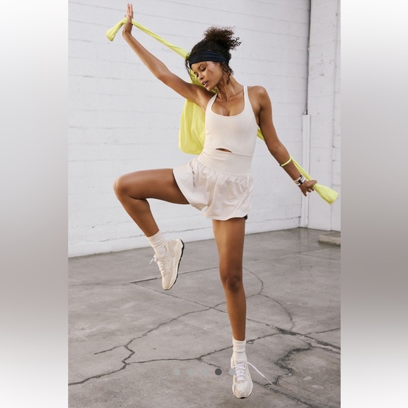 FP Movement by Free People Pants - NWOT Free People FP Movement Righteous Runsie in Mineral Bath XS Off White